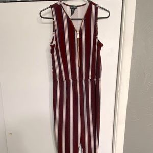 Red and Navy Blue striped Jumpsuit